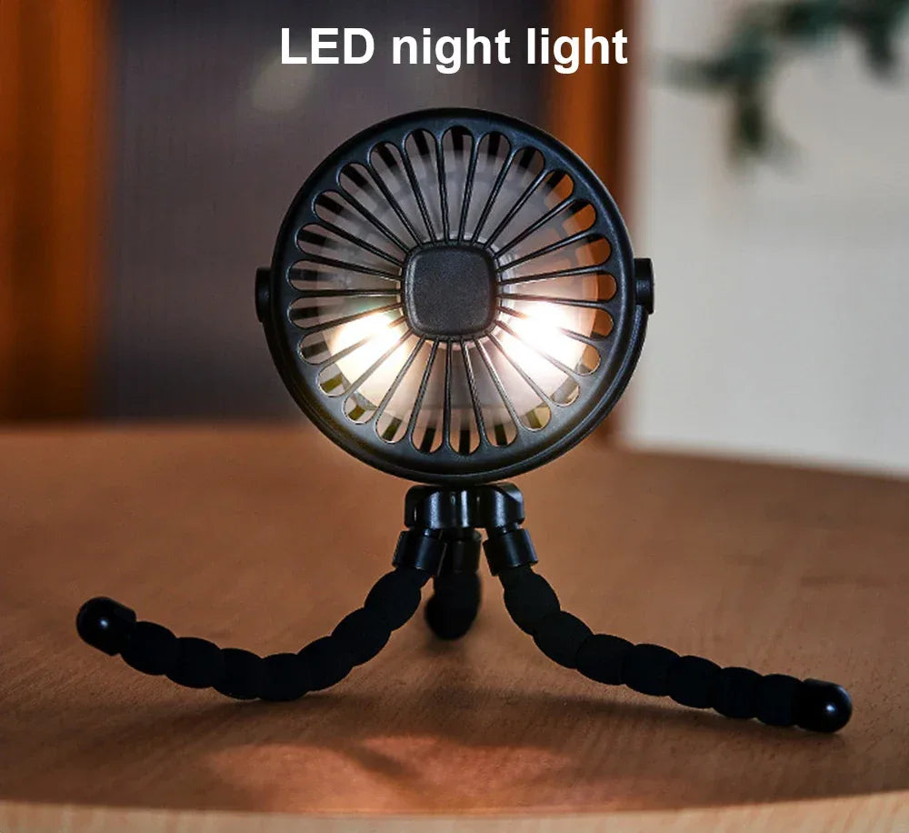 Portable Fan Mini Stroller Clip Fan USB Handheld Fan For Car Seat Bike 360° Rotate Flexible Octopus Stroller Fan Mini Car Fan