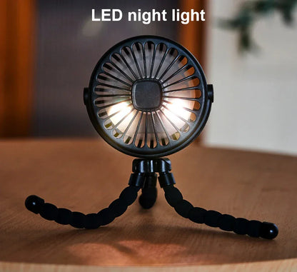 Portable Fan Mini Stroller Clip Fan USB Handheld Fan For Car Seat Bike 360° Rotate Flexible Octopus Stroller Fan Mini Car Fan
