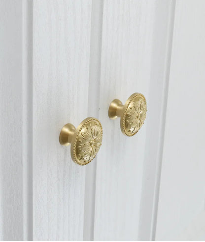 KEDLO Brass handle single hole solid cabinet door light gold European style drawer kitchen shoe cabinet wardrobe brass knob