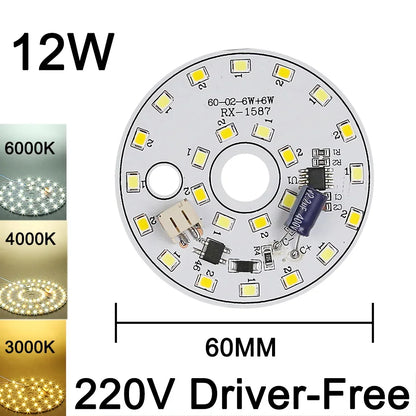 220V Driver-Free Light Panel LED Light Chip DIY Round Nordic Light Source Accessories Replacement Household Chandelier Bulb Patc