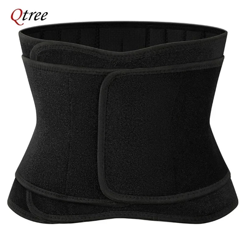 Qtree Men Waist Trainer Weight Loss Belt Slimming Body Shaper Workout Fat Burning Corset Sauna Sweat Wrap Fitness Trimmer Strap