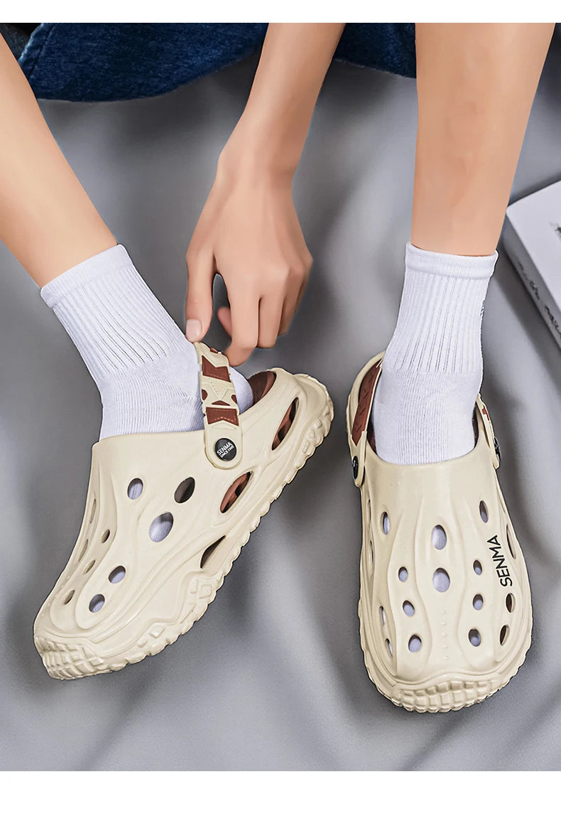 SENMA Summer Men's Thick Bottom Sandals Casual Non-Slip Beach Shoes Comfortable High Elastic EVA Material Men Shoes for Driving
