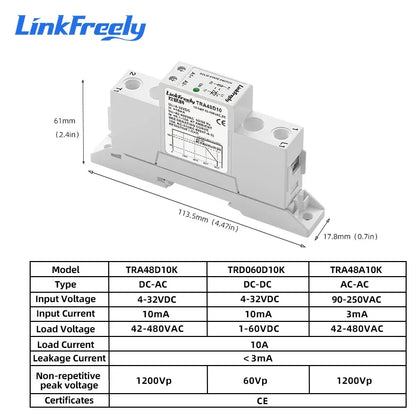 17.8mm Slim Solid State Relay Module Integrated Heatsink SSR DC-DC DC-AC AC-AC DIN Rail 40A DC AC Control Relay Patent Design