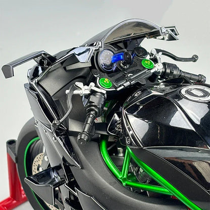 Large 1:6 Kawasaki H2R Bootable Sprayable Dynamic High Precision Alloy Motorcycle Model Diecast Sound Light Christmas Gift Box D