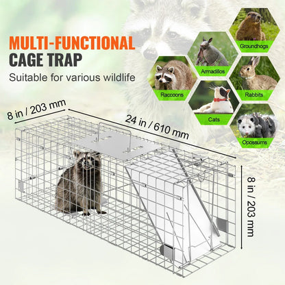 SucceBuy Live Animal Cage Trap Humane Cat Rodent Control Folding with Handle for Stray Cat Rabbits Squirrels Raccoons Groundhogs