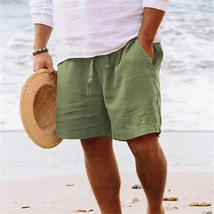 2025 Linen fabric summer Sports Shorts Men Beaching Shorts pocket Bodybuilding Sweatpants Fitness Jogger Running Gyms Men Shorts