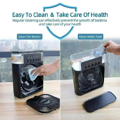 500mL Tank Portable Evaporative Air Cooler - Doubles As Fan, Humidifier; Quiet Mist Spray for Home, Room, Camping, Car, Office