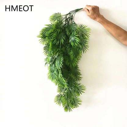 Artificial Palm Green Plants Vine Turtle Leaf Rattan Ceiling Wall Hanging Flower Maple Leaves Wedding Garden Balcony Home Decor