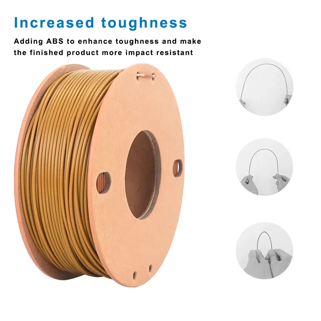 Likesilk Imitation Wood Color PLA F 3D Printing Filament 1.75mm Dimensional Accuracy +/- 0.02 mm, PLA F  0.25KG （Teak Color