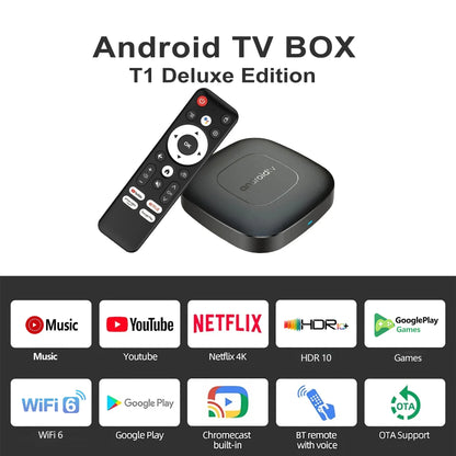 Android16 Smart Home Theater TV Box AllwinnerH313 Google Assistant Netflix Streaming Bluetooth Media Player 2G16G 2.4G5G Wifi T1