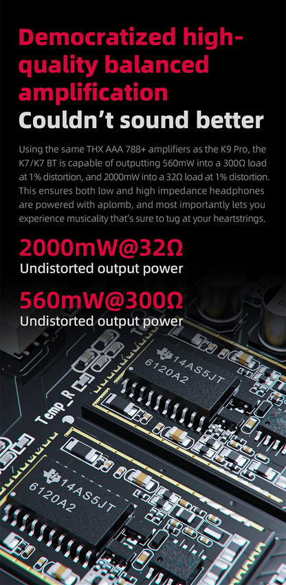 FiiO K7/K7BT  Balanced HiFi DAC Headphone Amplifier AK4493S*2, XMOS XU208 PCM384kHz DSD256,USB/Optical/Coaxial/RCA Inputs