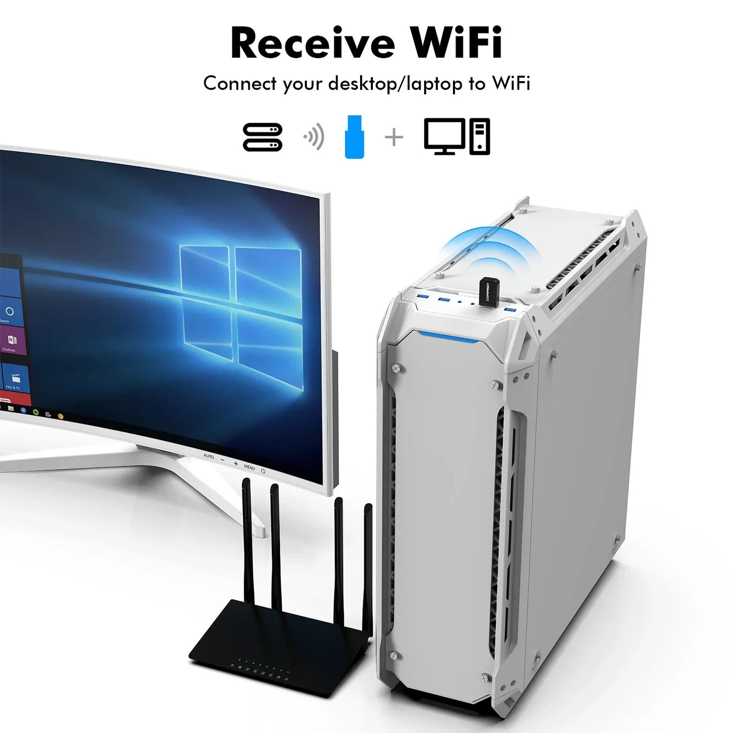 Comfast 650M/1300Mbps WiFi Adapter 2.4G&5.8G Wireless Network Card 11AC WiFi USB Adaptador Laptop PC Wifi Receiver Win 7 8 10 11