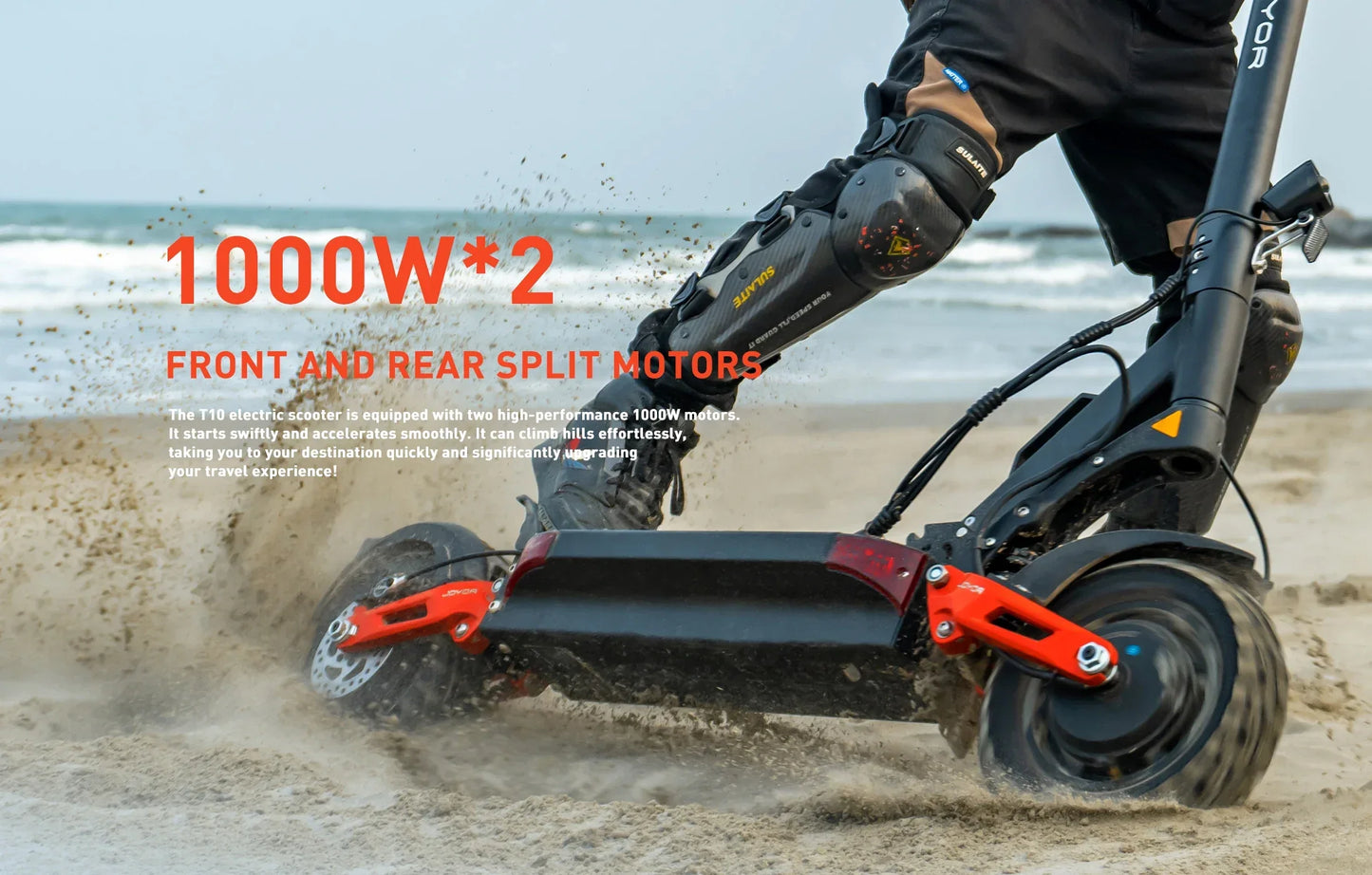 JOYOR T10 Adult Electric Scooter 1000W*2 Motor 60V18AH Battery Off-Road Escooter 10" Off-Road Tire Foldable E-Scooter