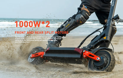 JOYOR T10 Adult Electric Scooter 1000W*2 Motor 60V18AH Battery Off-Road Escooter 10" Off-Road Tire Foldable E-Scooter