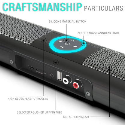 HOMEFISH BS-20  RGB Ambient Light Bluetooth Speaker 6 EQ Sound Effects 4 Speakers Supports TF, USB, AUX, RCA, Bluetooth, FM