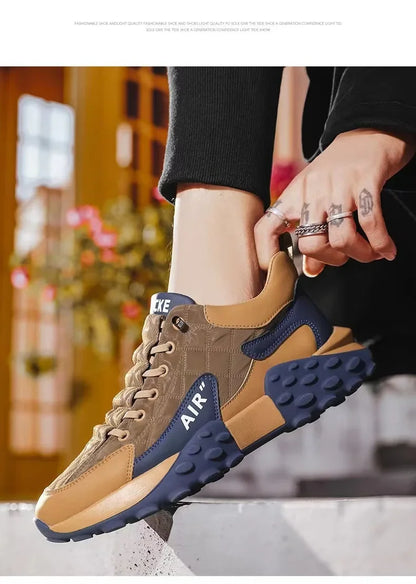Men's Breathable Low-Top Dad Shoes with Thick Sole Comfortable Running Sneakers Korean Style Spring Season Sport Shoes