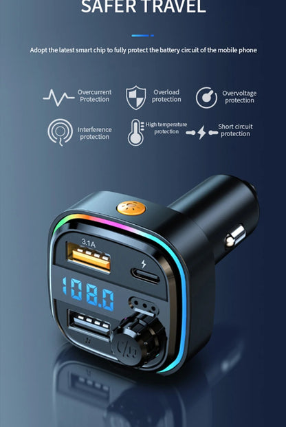 Newest C26 Bluetooth 5.0 FM Transmitter Handsfree Car Radio Modulator MP3 Player USB Super Quick Charge Adapter Car Accessories