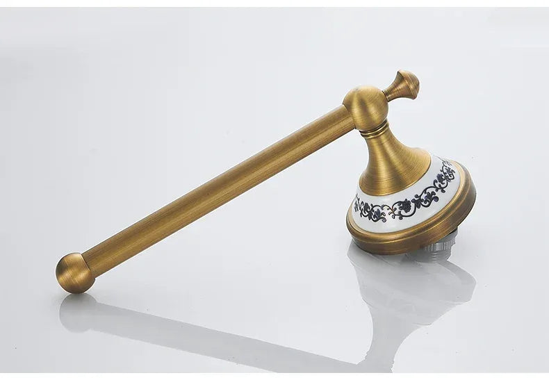 Antique Brass 2pc Bathroom Accessories Set, Bronze Dispenser Towel Rod and Toilet Paper Holder for Bathroom Wall Mounted