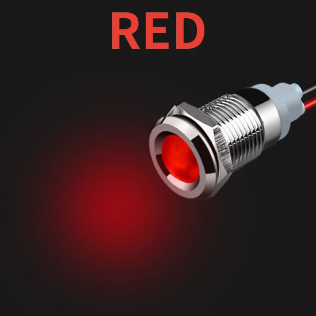 1pcs Alumina LED Warning Indicator Light Signal Lamp Pilot Wire 3-6 12-24 220V 6/8/10/12/16/19/22mm Power Waterproof IP65 Black