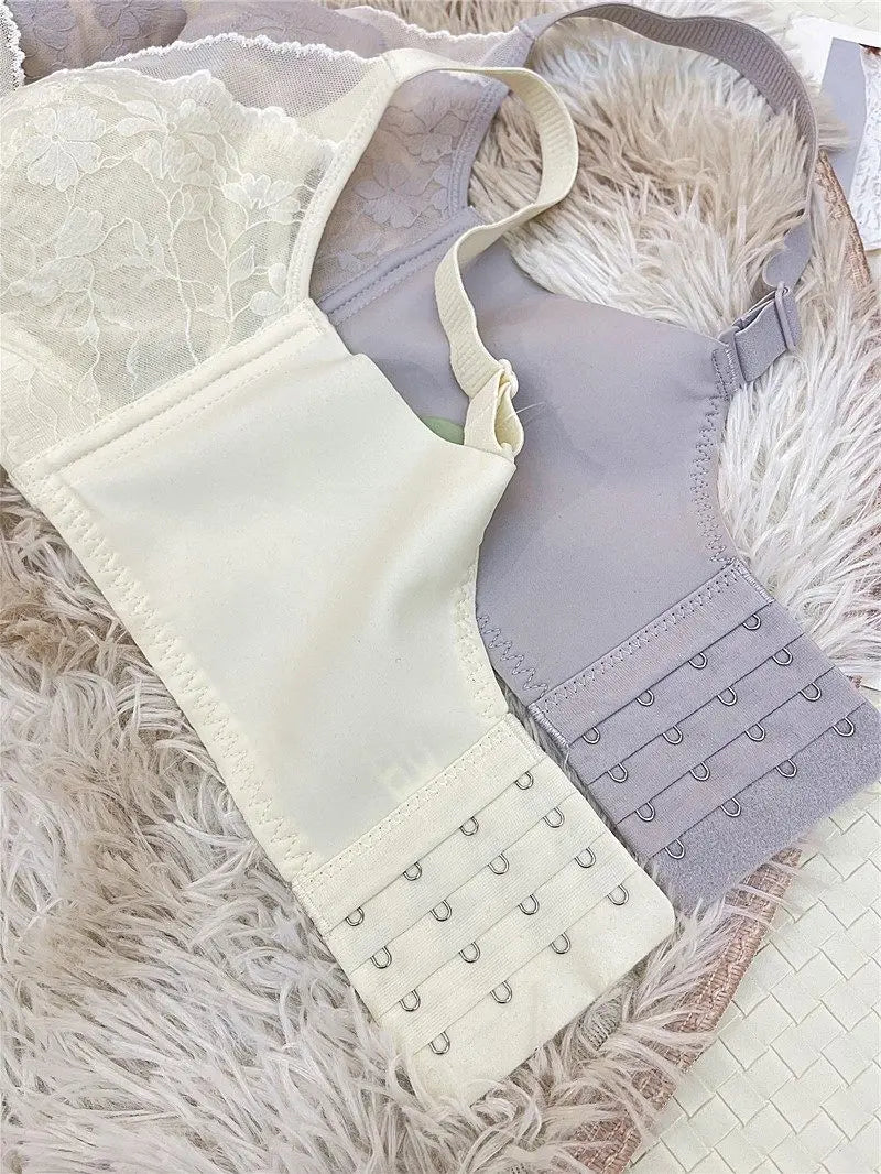 Victoria Style Lace Bra Large Chest Minimizer Ultra Thin Cup Wireless Comfort Push Up Sexy Lingerie Seamless No Underwire MOYISU