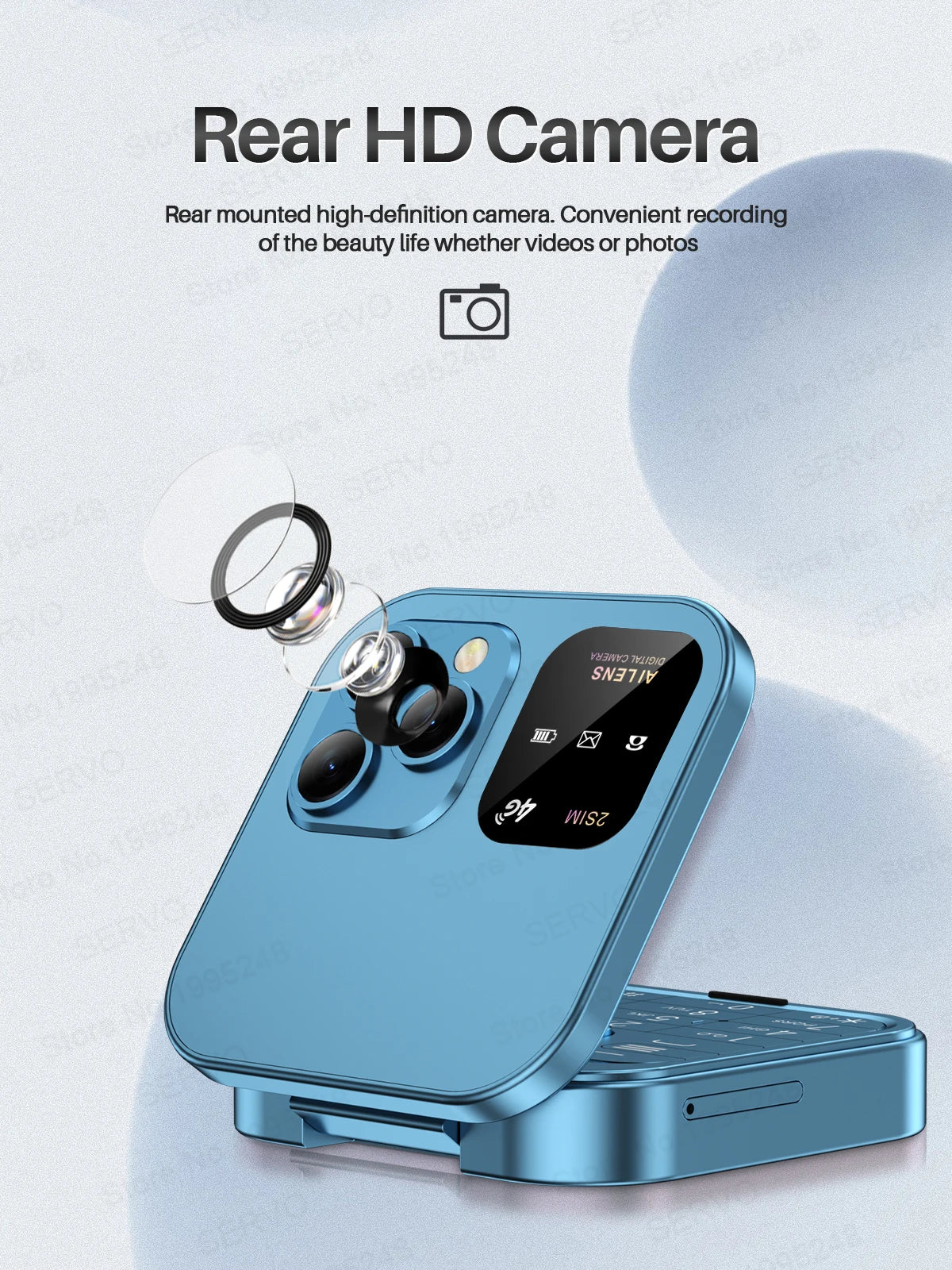 SERVO i16 PRO 4G LTE Mini Flip Mobile Phone Dual SIM Standby Call Recording Speed Dial FM Radio 1.77" Screen Foldable Cellphones