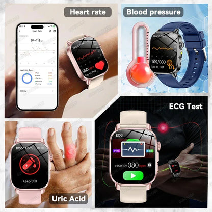 2026 New Health Smart Watch Precise Measurement ECG+PPG Blood Pressure Uric Acid Body Fat Analysis call SmartWatch For Men Women