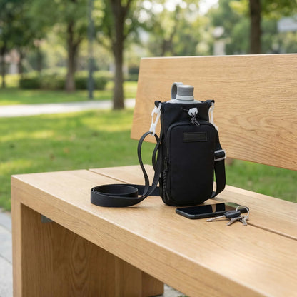 Outdoor Water Cup Pocket Portable Water Bottle Bag Insulated Cup Holder with Pockets for Phone, Keys Water Cup Protective Cover