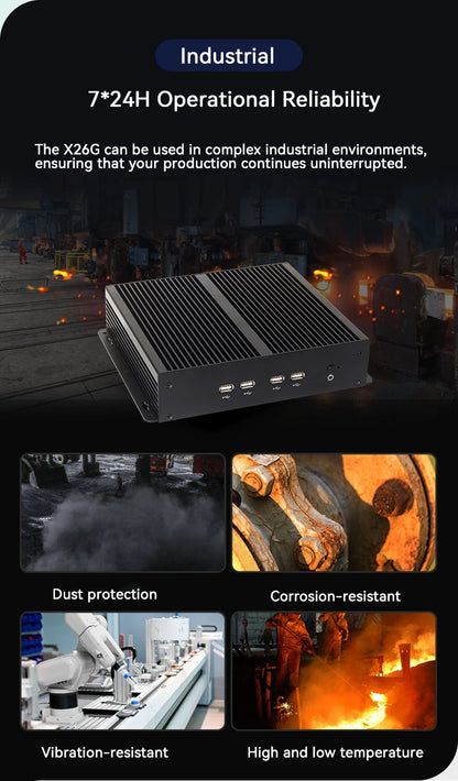 XCY Fanless Industrial Mini PC Intel Core I5-3317U 4x COM DB9 8x USB Support Windows XP/7/8/10 Linux