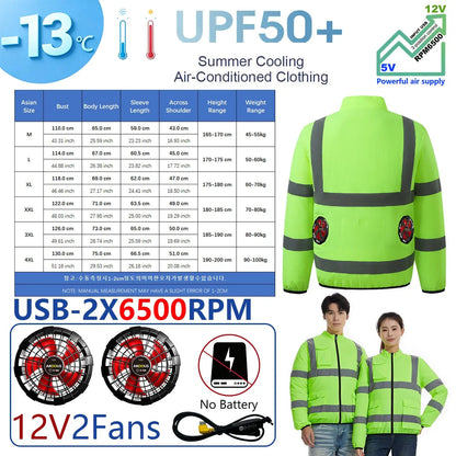 AKOOUS 6500 RPM 12V/5V USB 3-Fans Cooling Vest Air Conditioned Clothes Men Women Outdoor Work Fishing Body Cooling Jacket