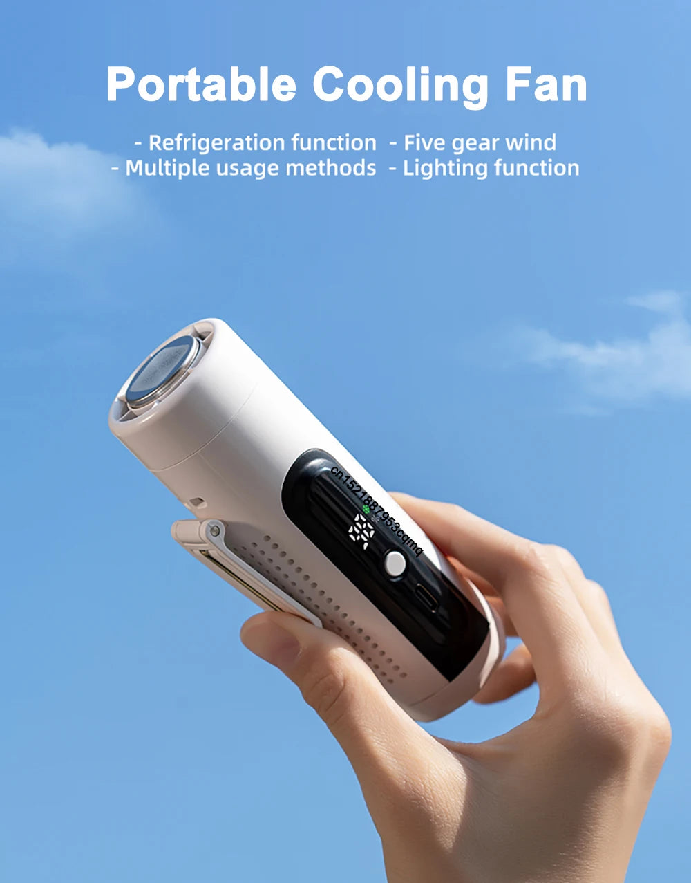 Mini Handheld Fan Portable Neck Hanging Fan USB Rechargeable Outdoor Waist Clip Air Fan Turbo Ice Cooling Fan with Cold Compress