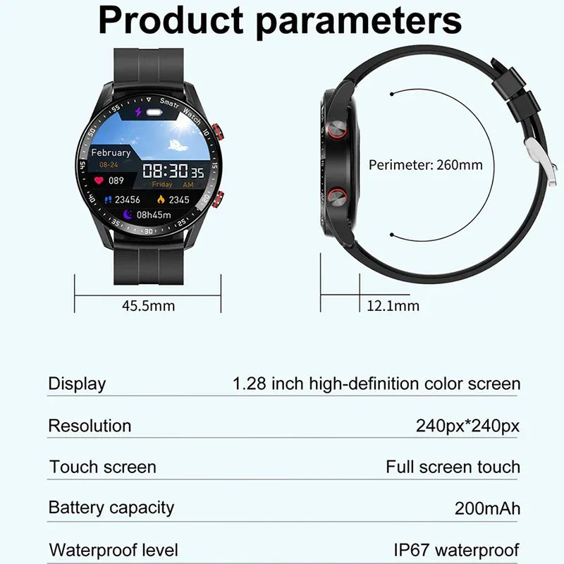 2024 New Bluetooth Call Smart Watch Men Waterproof Sport Fitness Tracker Weather Display Man Smartwatch Para Android IOS Watch