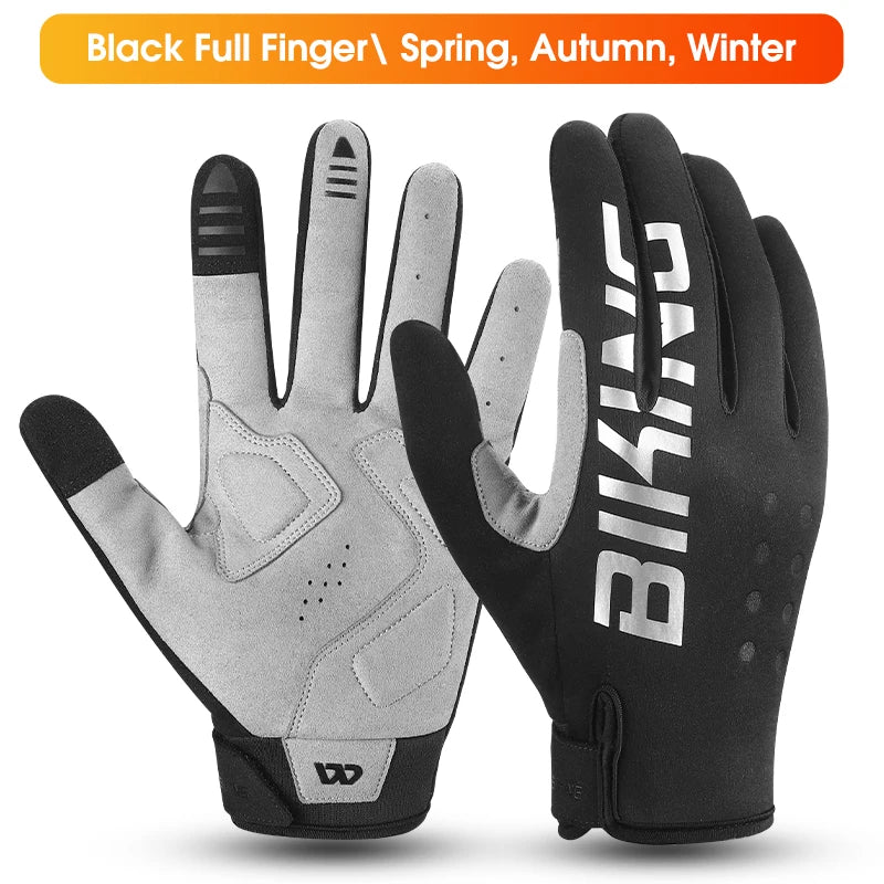 WEST BIKING Winter Warm Cycling Gloves Reflective MTB Road Bicycle Men's Windproof Thermal Anti-slip Touch Screen Sports Gloves