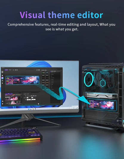 AJAZZ AKP02 9.2inch DIY IPS Secondary Screen 1920*464HD Wired USB Comprehensive Monitoring Multiple Custom Designs for Laptop PC