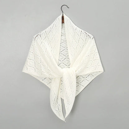 Triangle Shape Striped hollow out  shawl Autumn Korean Style Sun Protection Cape elegant  Wraps Knitting Stripe Knitted Shawl