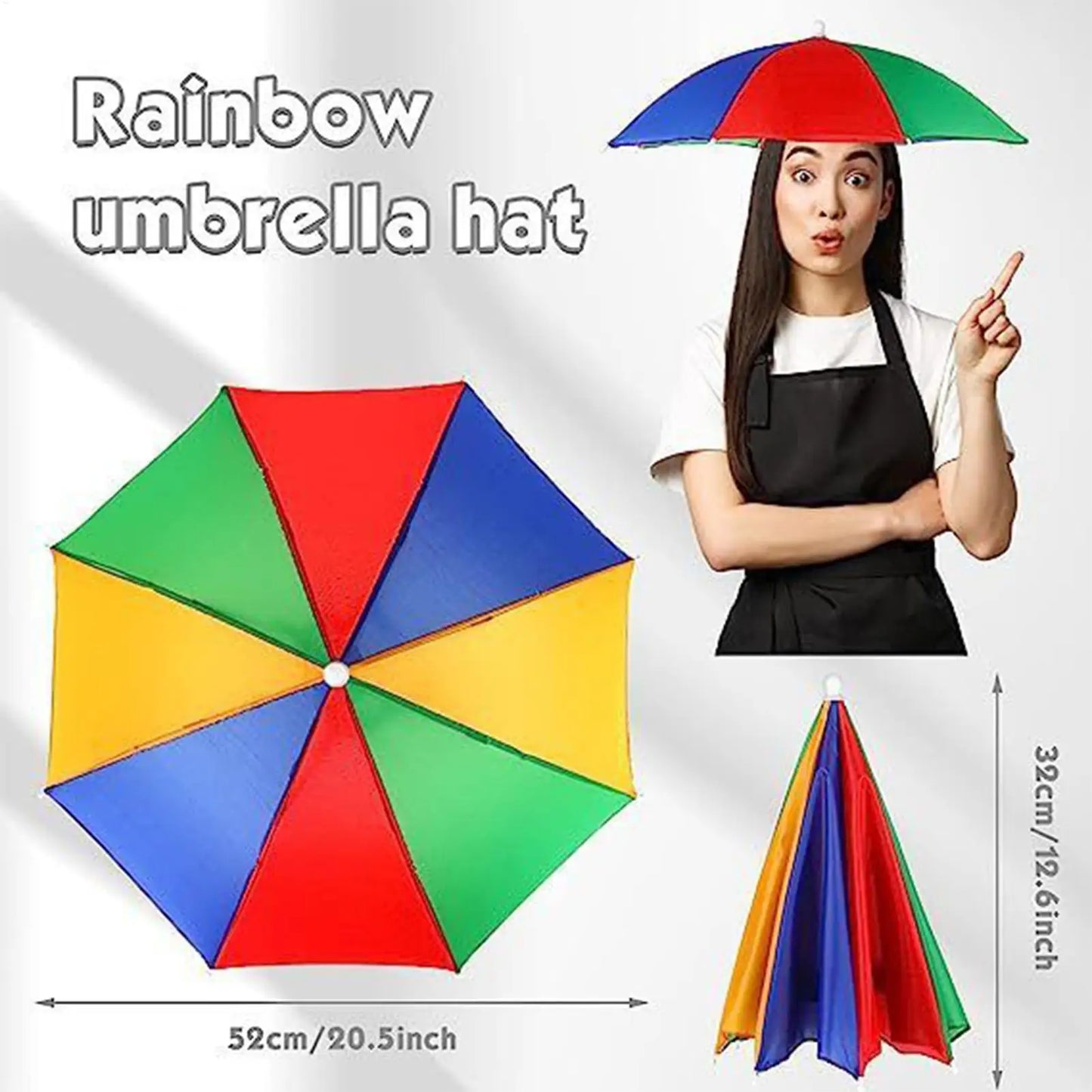 Foldable Head Umbrella Hat Portable Foldable Rain Umbrella Hat Outdoor Fishing Sunshade Hat for Golf Gardening Camping
