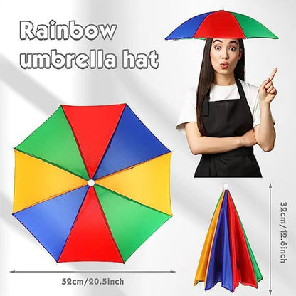 Foldable Head Umbrella Hat Portable Foldable Rain Umbrella Hat Outdoor Fishing Sunshade Hat for Golf Gardening Camping