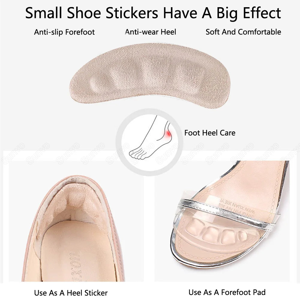 1/2Pair Silicone Pads Forefoot for Women's Shoes Non-slip Insert Self-adhesive Heel Gel Insoles Heels Sandals Anti-Slip Foot Pad