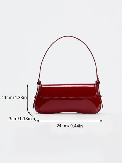 Red Stick Underarm Bag 2024 Autumn New Product Fashionable Simple Commuter Flip Retro Shoulder Bag