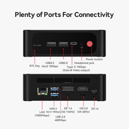 Beelink Mini PC SER5 Max AMD R7 6800U 7735HS R5 5500U R3 3200U 16G 500G NVME Windows Type-C Triple Screen Gamer Mini Computer