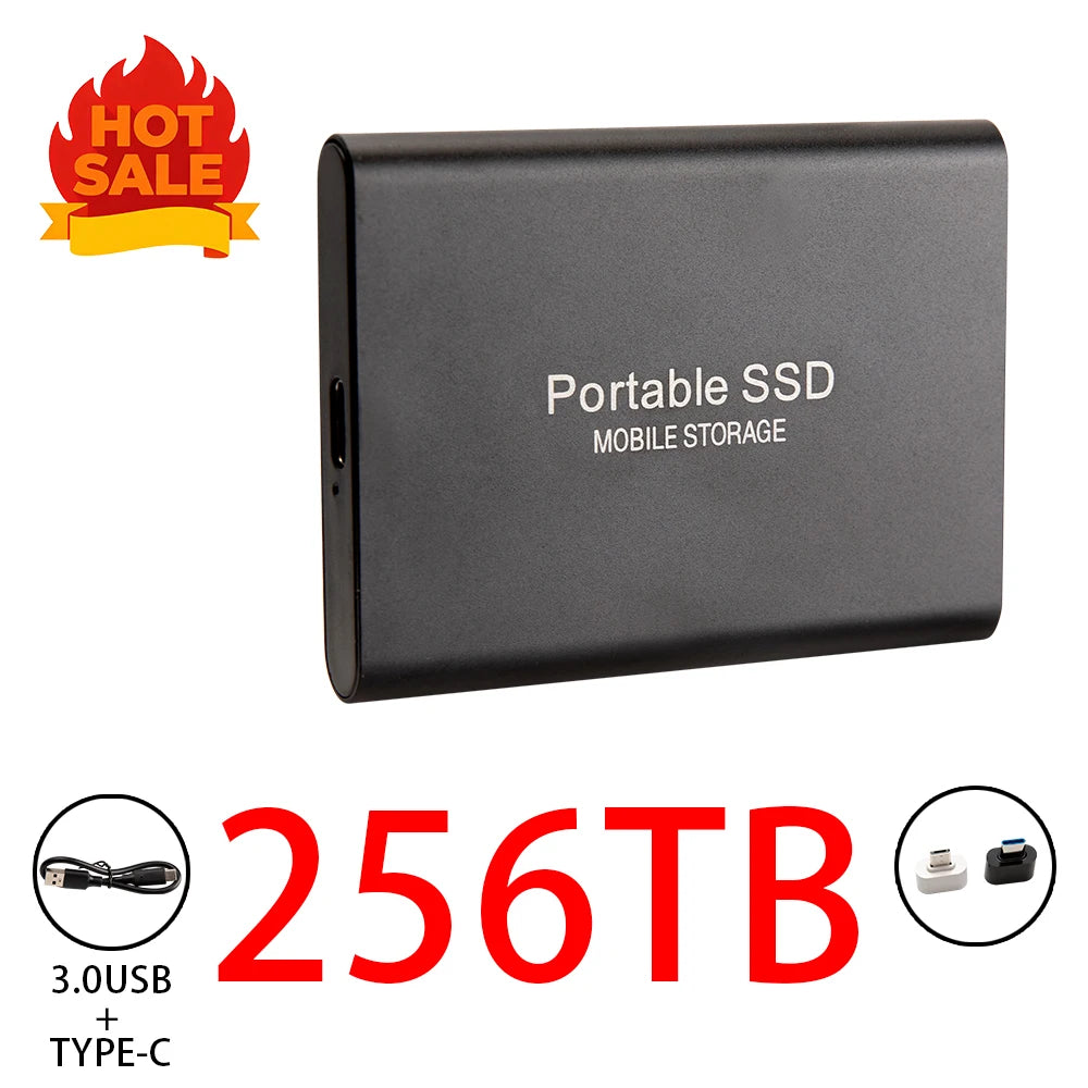 Highly cost-effective external hard drive, durable, efficient, and portable, with 256TB high-speed USB 3.1 Type C