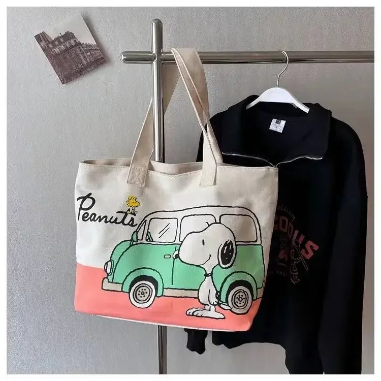 Snoopy Girl New Cute Cartoon Fashion Versatile Casual Travel Lightweight Large Capacity Storage Shoulder Portable Canvas Bag