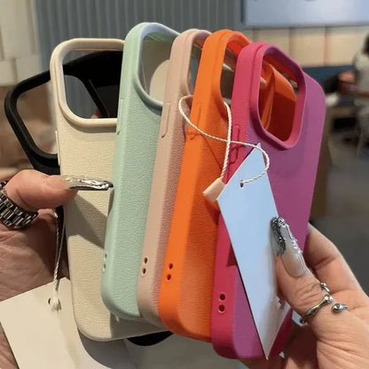 Luxury Matte Soft Leather Candy Phone Case For iPhone 15 Pro Max Case iPhone 16 14 13 11 12 Pro Max Liquid Silicone Rugged Cover