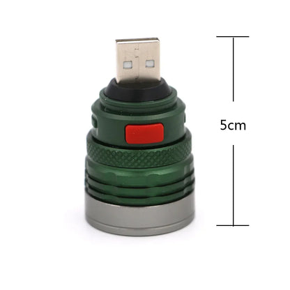 Lampe torche USB mini en alliage d'aluminium, lumière LED puissante, éclairage d'appoint pour le camping, la pêche et la randonnée.