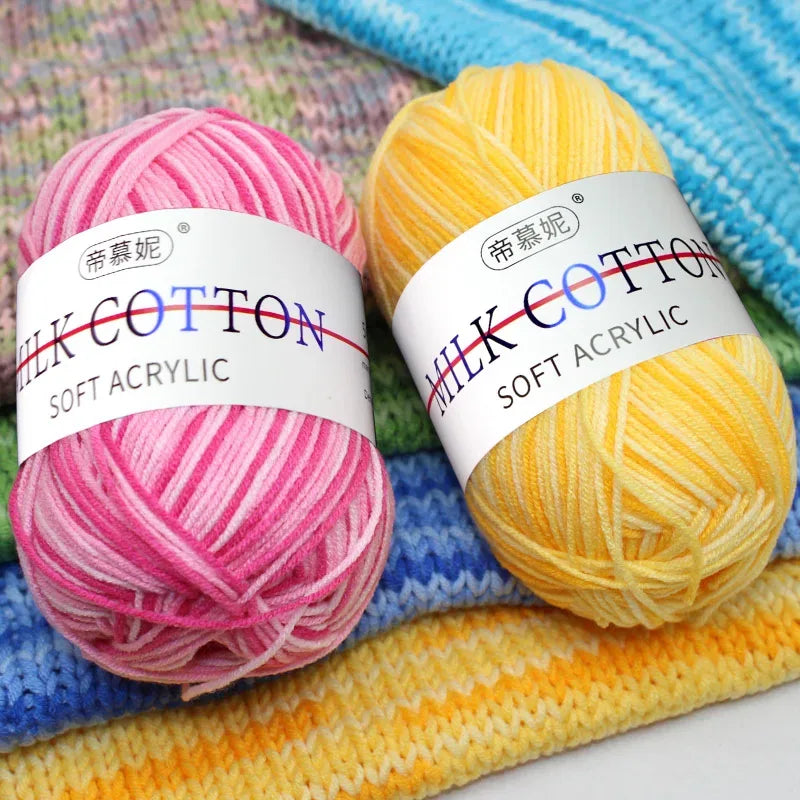 6Pcs Dyed Milk Sweet Soft Cotton Crochet Wool Yarn Thick Yarn Fiber Hand Knitting Wool Crochet Yarn Threads for DIY Sweater