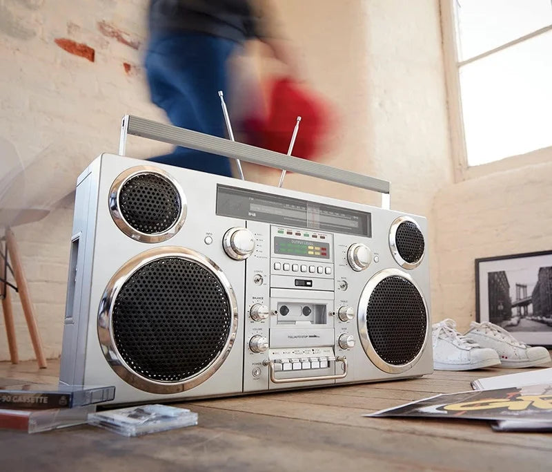 GPO Brooklyn Retro Boombox | Cassette Player, CD Player, Bluetooth Speaker, FM Radio, Portable Stereo System