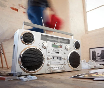GPO Brooklyn Retro Boombox | Cassette Player, CD Player, Bluetooth Speaker, FM Radio, Portable Stereo System