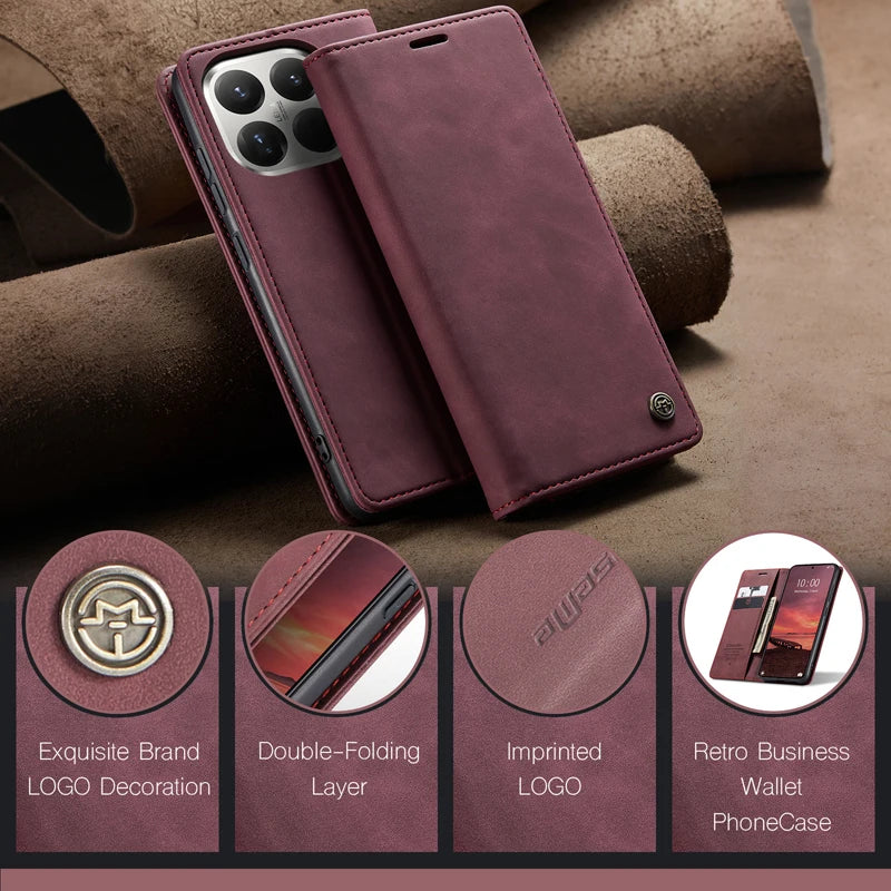 For Xiaomi 15T Pro 15T CaseMe Magnetic Retro Leather Flip Wallet Stand Cover With Card Slot for Xiaomi Mi 15 T Pro