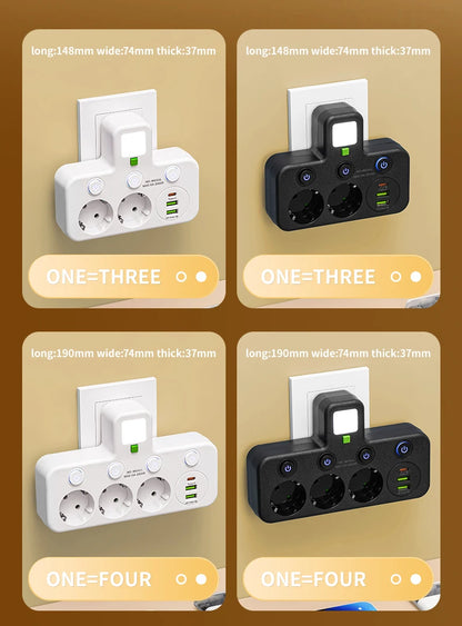 EU plug AC socket power board multi-layer wall socket universal network filter, with or without USB independent switch light ada