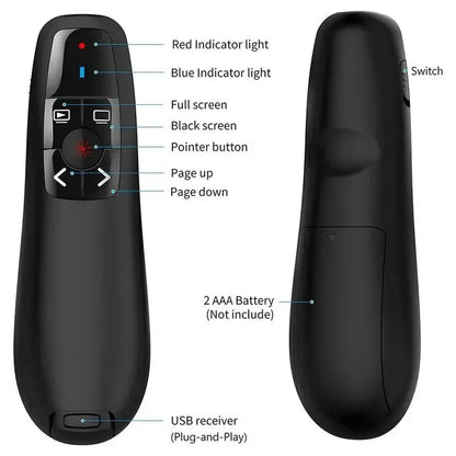 2024 NEW 2.4GHz Wireless Power Point Pen Presentation Clicker USB Remote Control Flip Presenter Pointer PPT Slide Advancer Pens