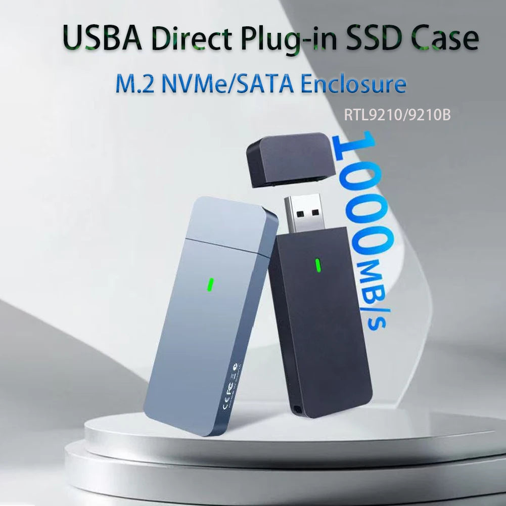 M.2 NVMe SATA Enclosure USB A Plug USB 3.2 10Gbps CNC Aluminum 2230 2242 SSD Case With Magnet Protective Case For Computer PC